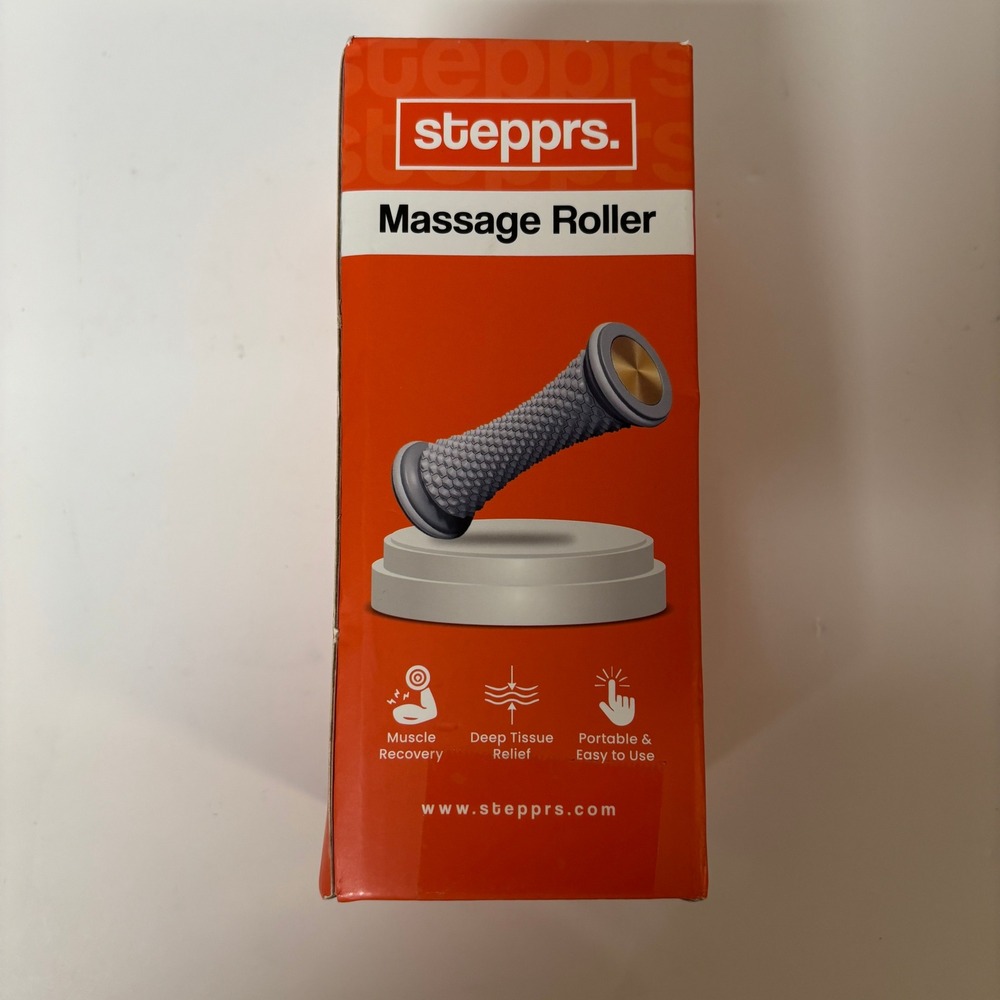 Stepprs Massage Roller Deep Tissue Muscle Recovery Tool Orange Grey